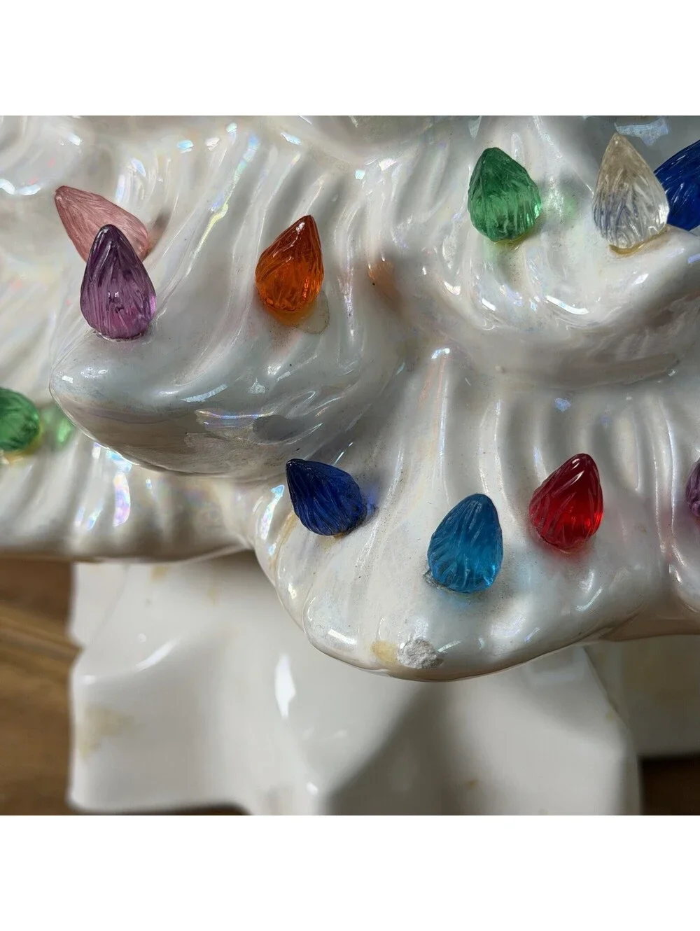 VTG White Iridescent Ceramic Christmas Tree 13